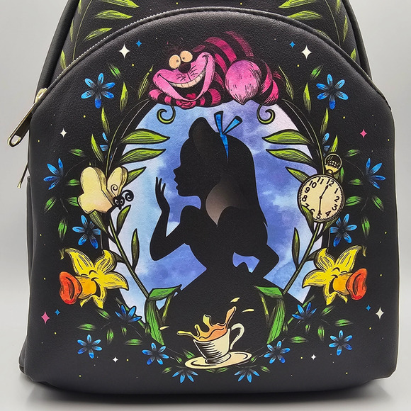 Loungefly Disney Alice In Wonderland Cameo Floral Black Mini Backpack Bag New - Picture 7 of 9